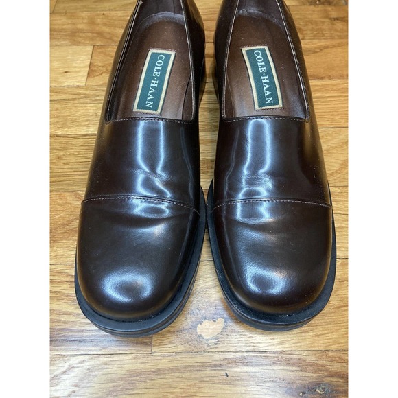 Cole Haan Womens Block Heel Round Toe Pumps Brown Leather Size 8 AA - Picture 2 of 7